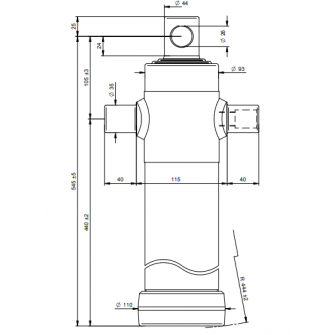 Teleskopski cilinder 3 stopnje 5 ton 1283 mm z luknjo 2037F